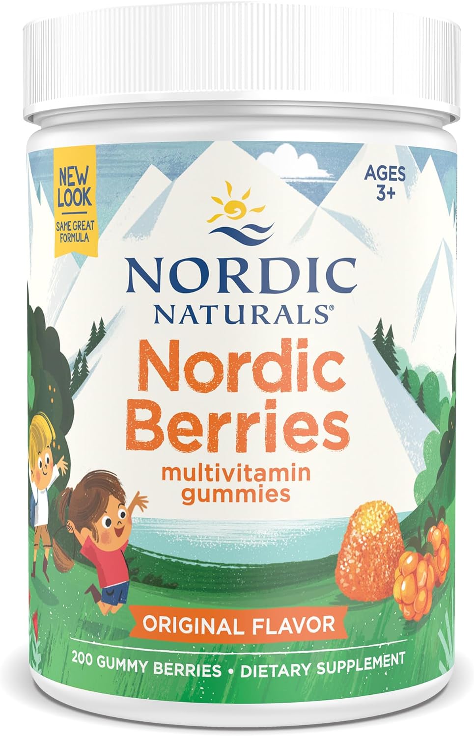 Nordic Naturals Nordic Berries kids multivitamin 200 gummy bottle, citrus flavor, for ages 3+