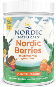 Nordic Naturals Nordic Berries kids multivitamin 200 gummy bottle, citrus flavor, for ages 3+
