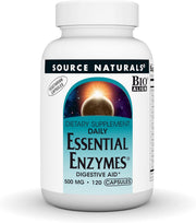 Source Naturals Essential Enzymes 500mg vegetarian capsules bottle 120 count
