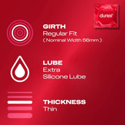 Durex Surprise Me Variety Pack Condoms 40 Count Features Regular Fit Extra Silicone Lube Thin Thickness