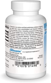 Barcode image: Source Naturals L-Theanine 200mg Suntheanine tablets bottle barcode 30 count