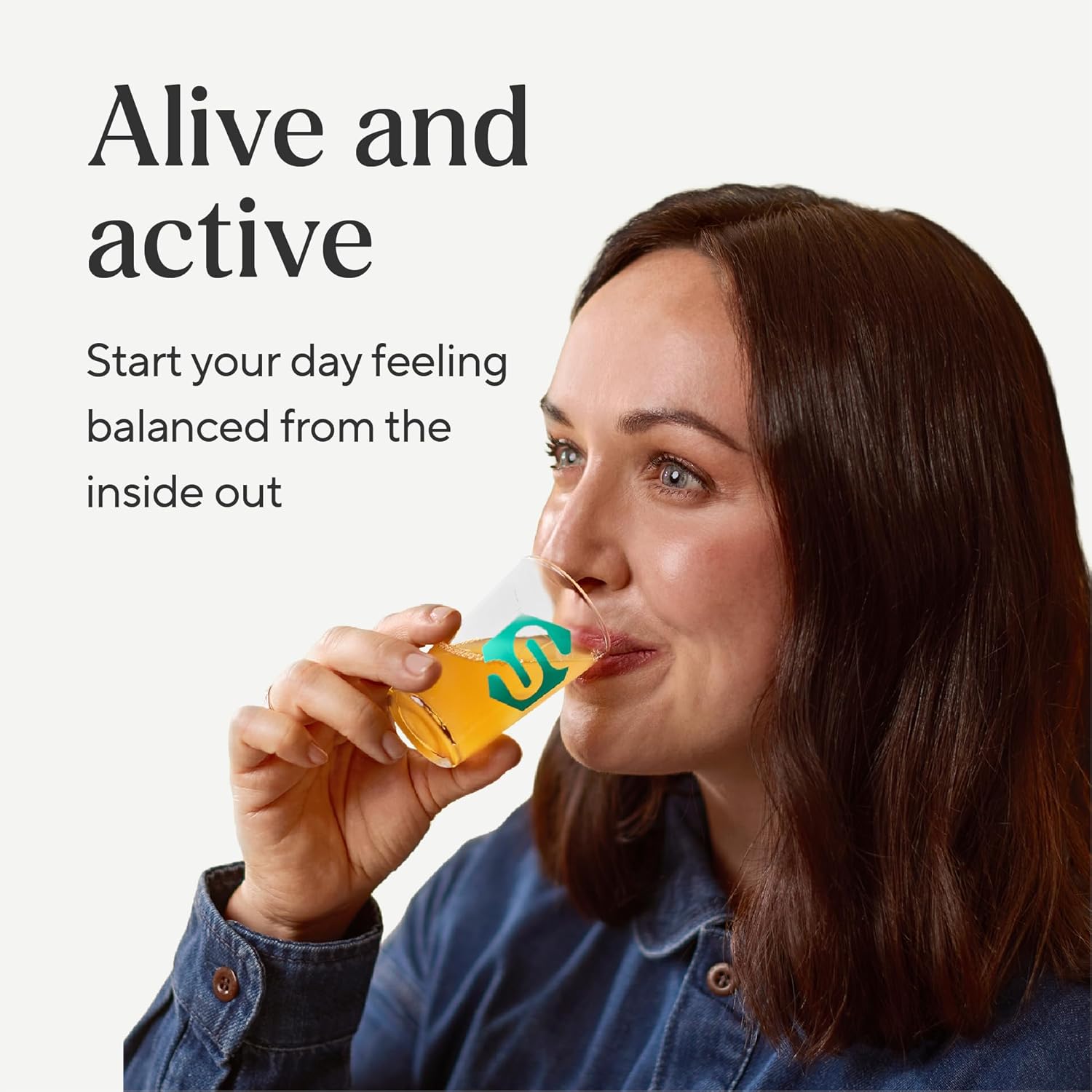 Symprove Liquid Probiotic Mango Passionfruit Flavour 4 x 500ml probiotic drink lifestyle woman drinking