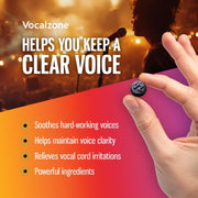 Vocalzone Blackcurrant Sugar Free Pastilles blackcurrant flavour 24 count lifestyle use image