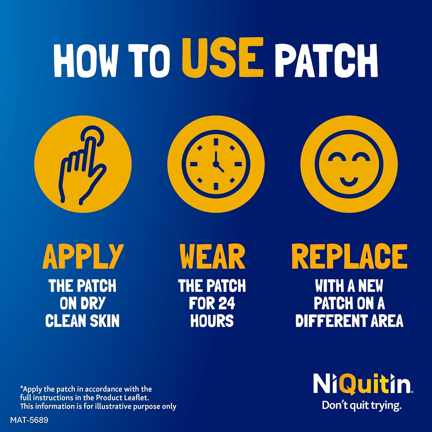 NiQuitin Clear Step 1 Nicotine Patches 21mg application instructions for daily use