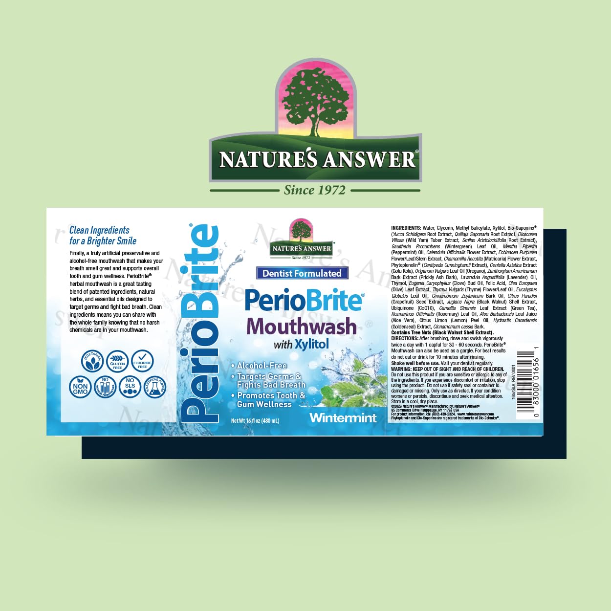 Nature’s Answer PerioBrite winter mint mouthwash 480ml barcode