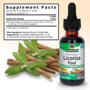 Nature’s Answer Licorice Root liquid extract supplement facts 30ml bottle
