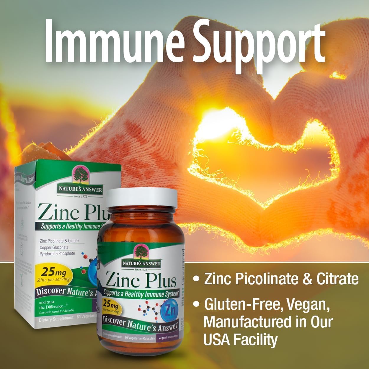 Nature's Answer Zinc Plus with Vitamin B6 & Copper - 60 Veg Capsules