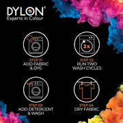 Dylon Wash & Dye Intense Black Powder Fabric Dye 350g usage instructions packaging