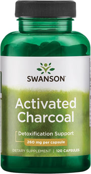 Swanson Activated Charcoal supplement capsule bottle 120 capsules 260mg
