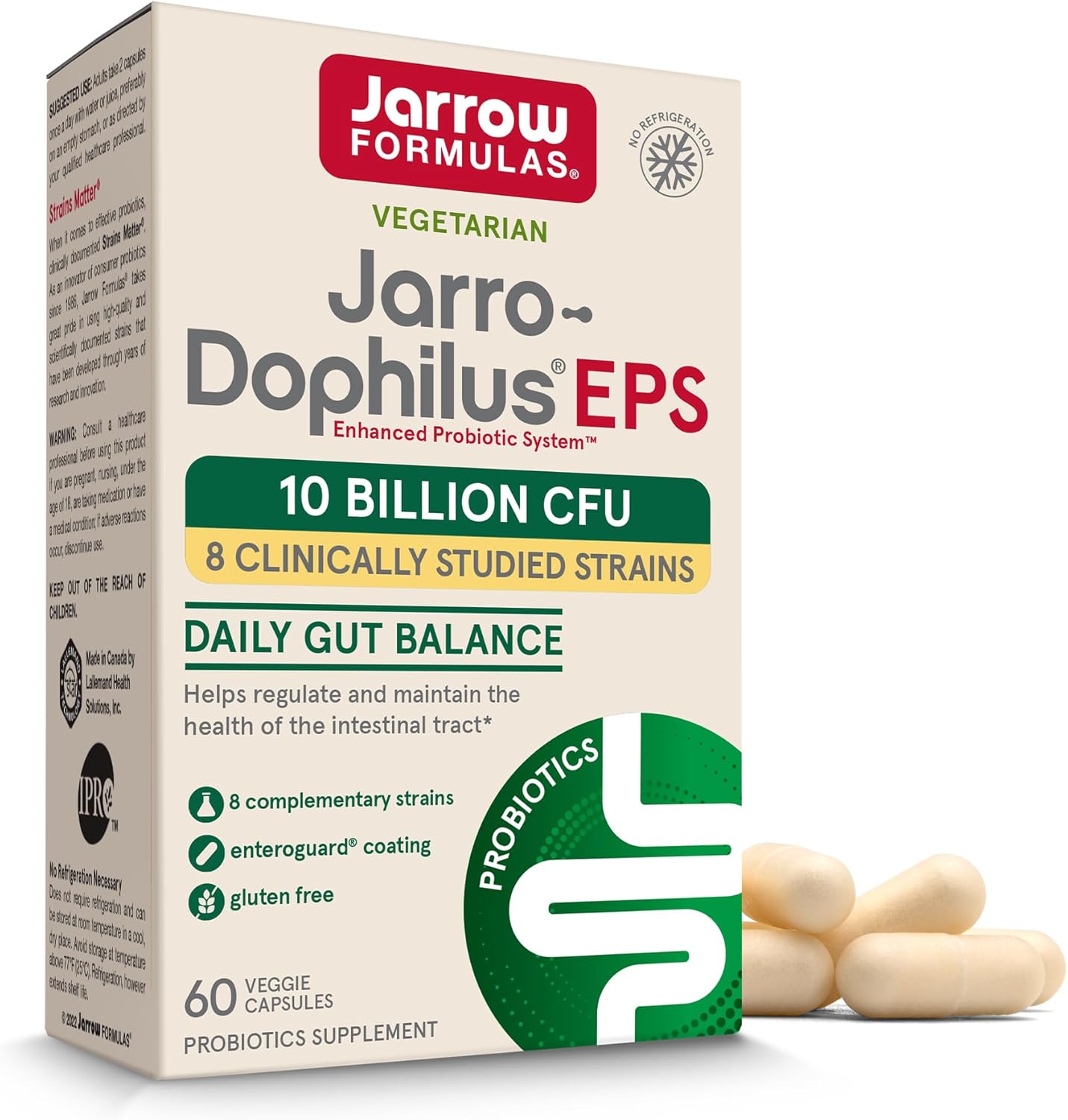 Jarrow Formulas Jarro-Dophilus EPS 10 billion CFU probiotic capsules bottle 60 count