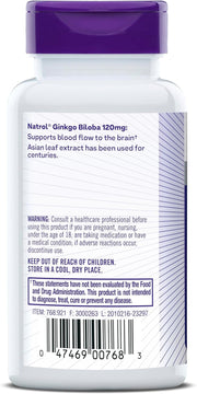 Natrol Ginkgo Biloba capsules barcode bottle 60 count
