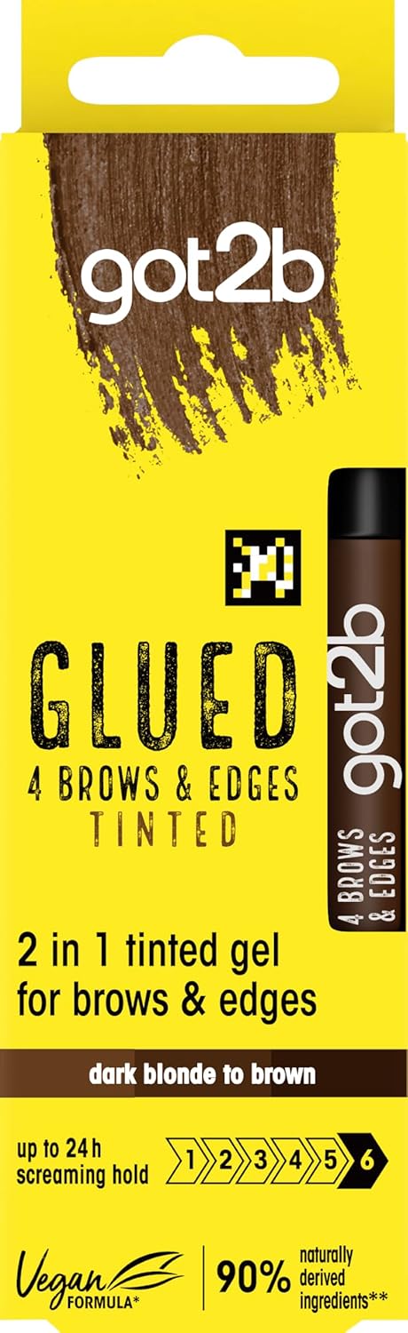 got2b Glued 4 Brows and Edges Tinted Gel Dark Blonde to Brown 16ml front product box packaging