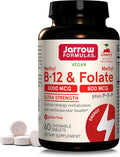 Jarrow Formulas Methyl B-12 5000mcg Folate 800mcg 60 Chewable Tablets