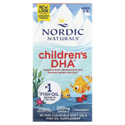 Nordic Naturals Children's DHA Strawberry Chewable 90 Soft Gels box for kids.