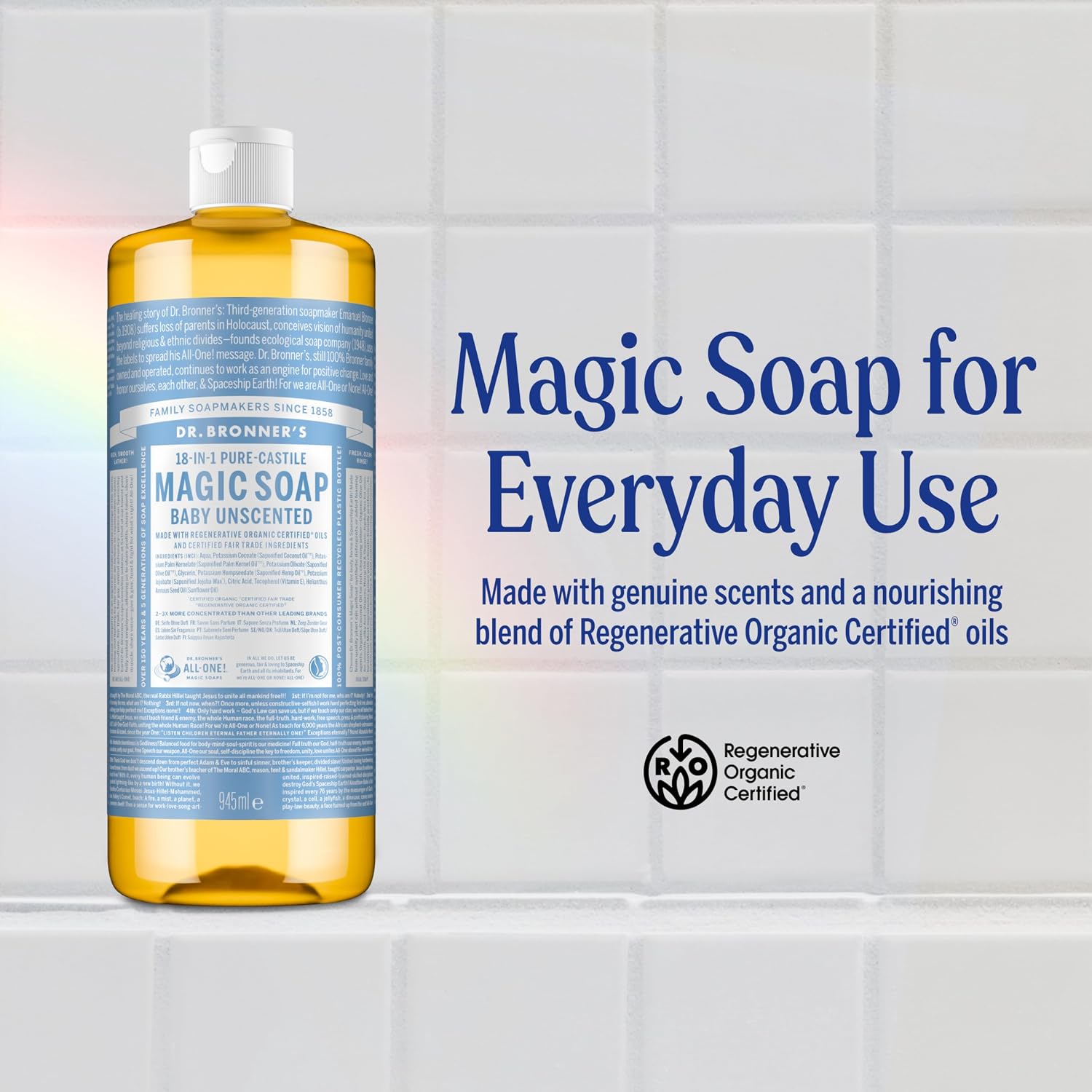 Dr. Bronner's Baby Unscented 18-in-1 Pure-Castile Liquid Soap 945ml