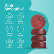 Novomins Focus Gummies Strawberry 60 Count vegan gummies supplement close up
