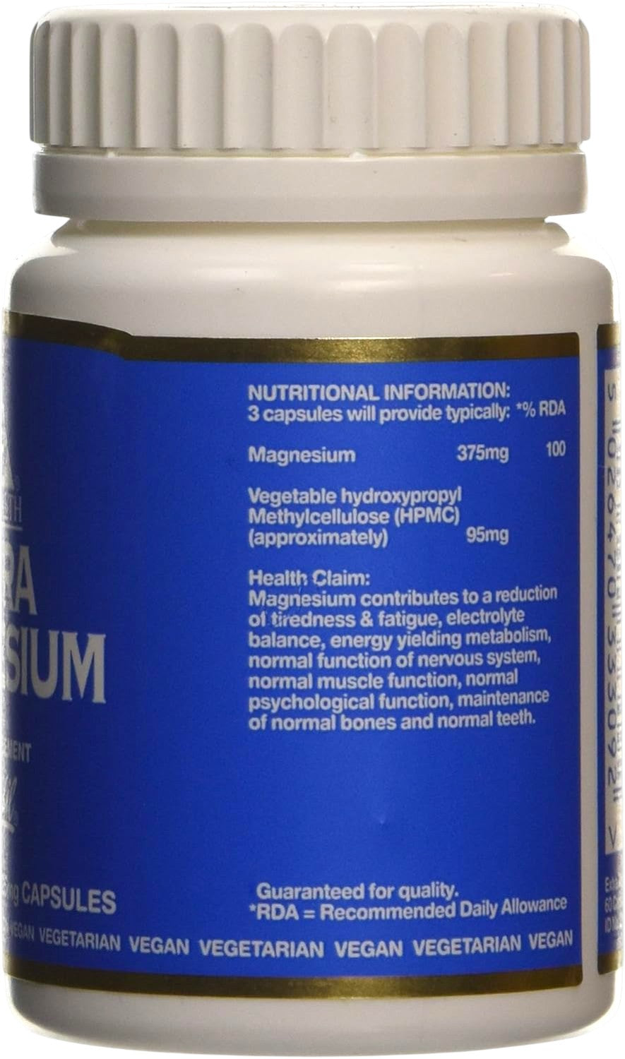 Bio-Health Extra Magnesium supplement facts capsules 60 capsules