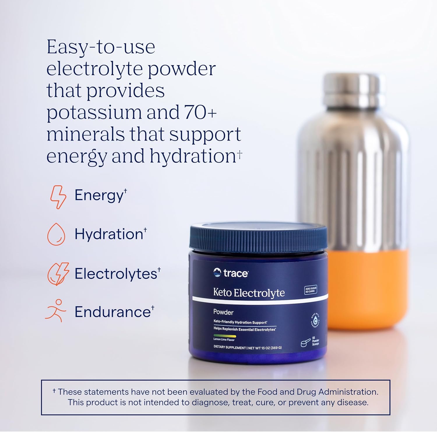 Lifestyle Image: Trace Minerals Keto Electrolyte Powder lemon lime drink preparation tub 369g