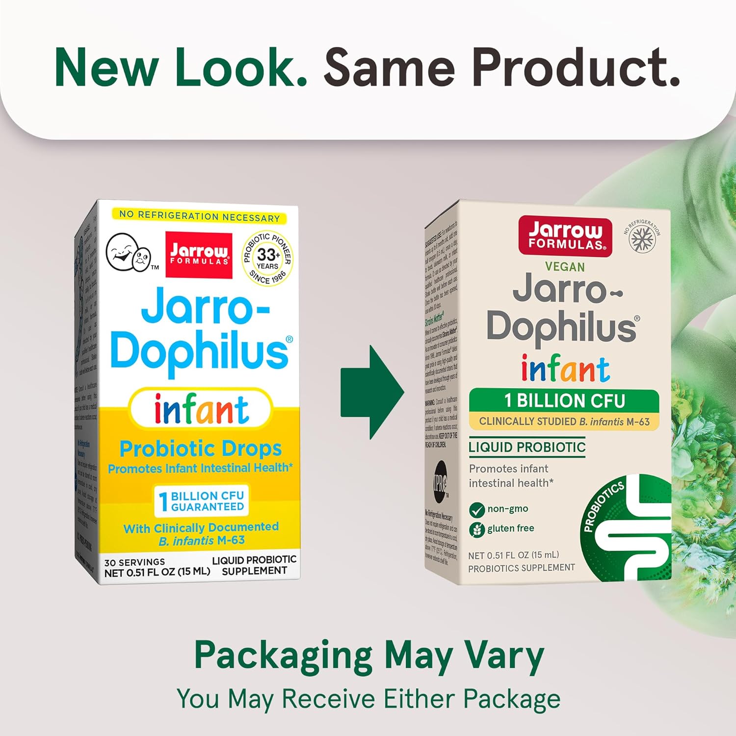 Jarrow Formulas Jarro-Dophilus Infant Liquid 1 Billion CFU - 15ml new look