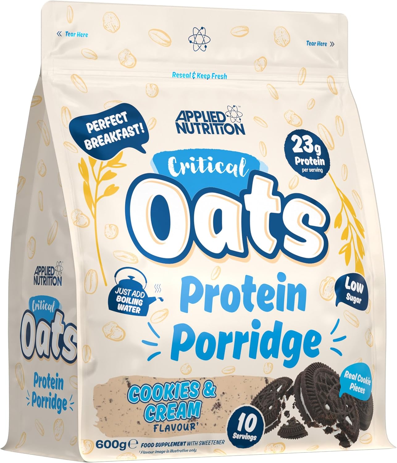Applied Nutrition Critical Oats Protein Porridge Cookies & Cream 600g packaging