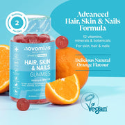 Novomins Hair Skin Nails Gummies Orange 60 Count 2 per day orange flavour supplement