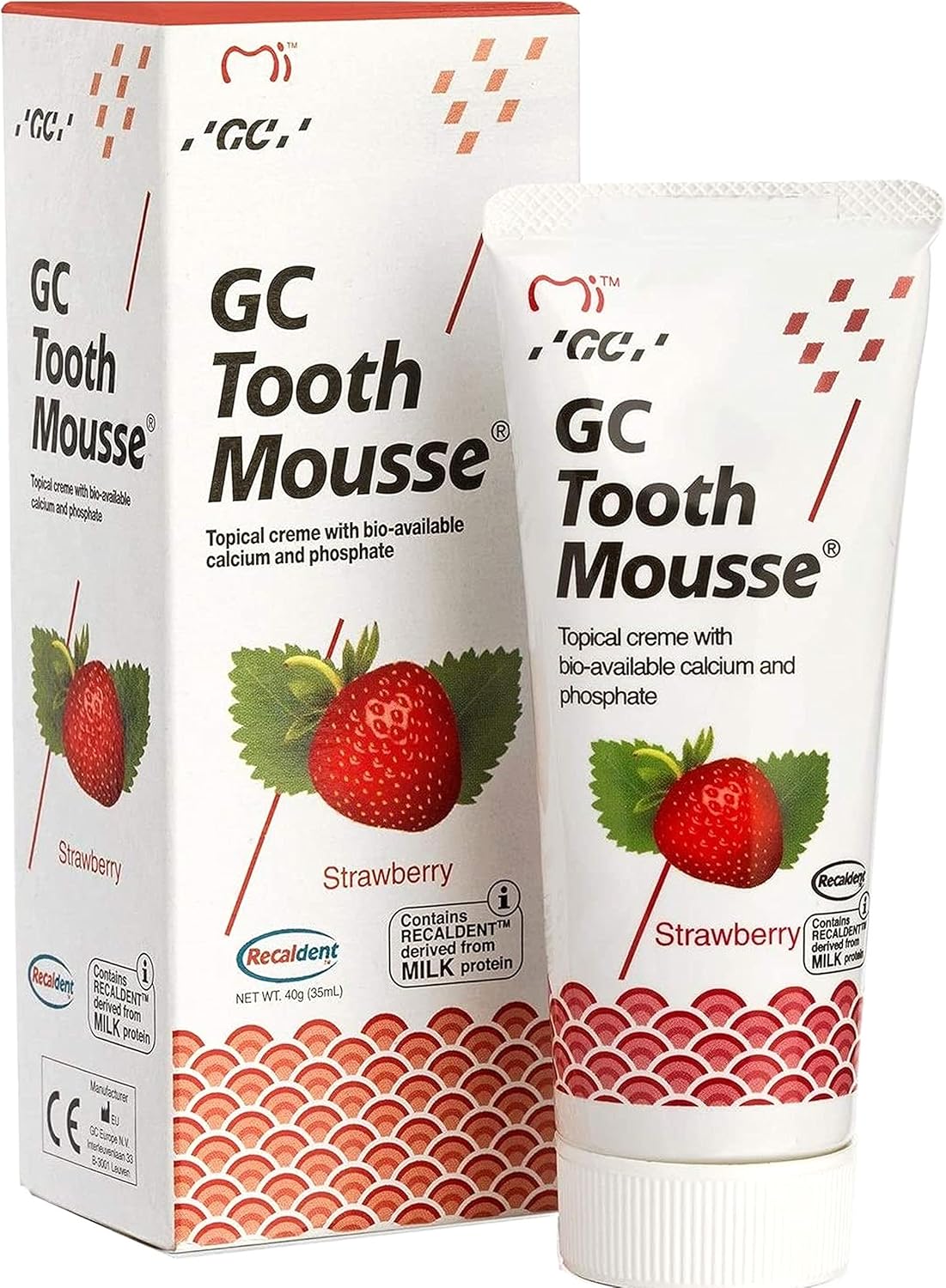 GC Tooth Mousse Strawberry - 40g | Remineralising Dental Crème for Sensitive Teeth