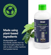 De'Longhi EcoDecalk Coffee Machine Descaler, bottle and carton packaging, unscented formula, 500ml, ingredients information