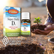Lifestyle/use image: Carlson Vitamin D3 liquid drops daily routine supplement 10.3 ml