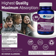 Supplement Facts Image: Trace Minerals children probiotic chewable supplement facts ingredients bottle 30 count