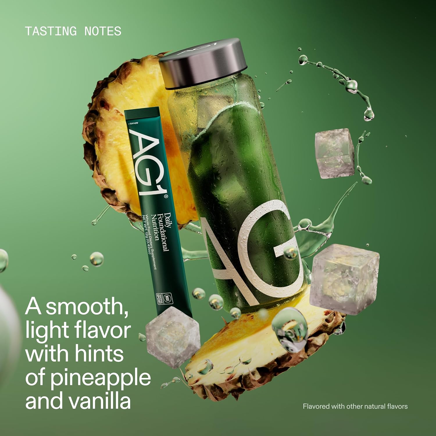 AG1 Greens Powder Supplement Stick Travel Packs 30 x 13g daily serving preparation