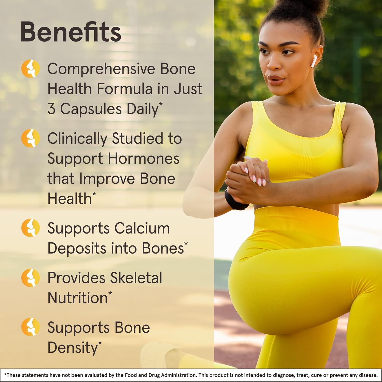 Lifestyle Image: Jarrow Formulas BoneUp 3 Per Day 1000mg calcium capsules daily use lifestyle