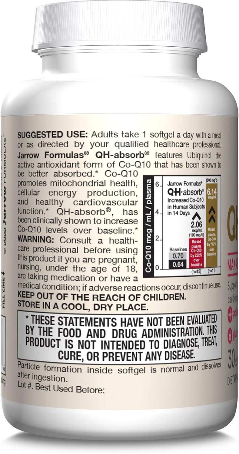 How to Use Image: Jarrow Formulas Ubiquinol QH-Absorb 200mg softgels usage instructions