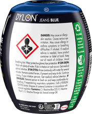 Dylon All-in-1 Washing Machine Fabric Dye Pod Jeans Blue 350g ingredients information packaging