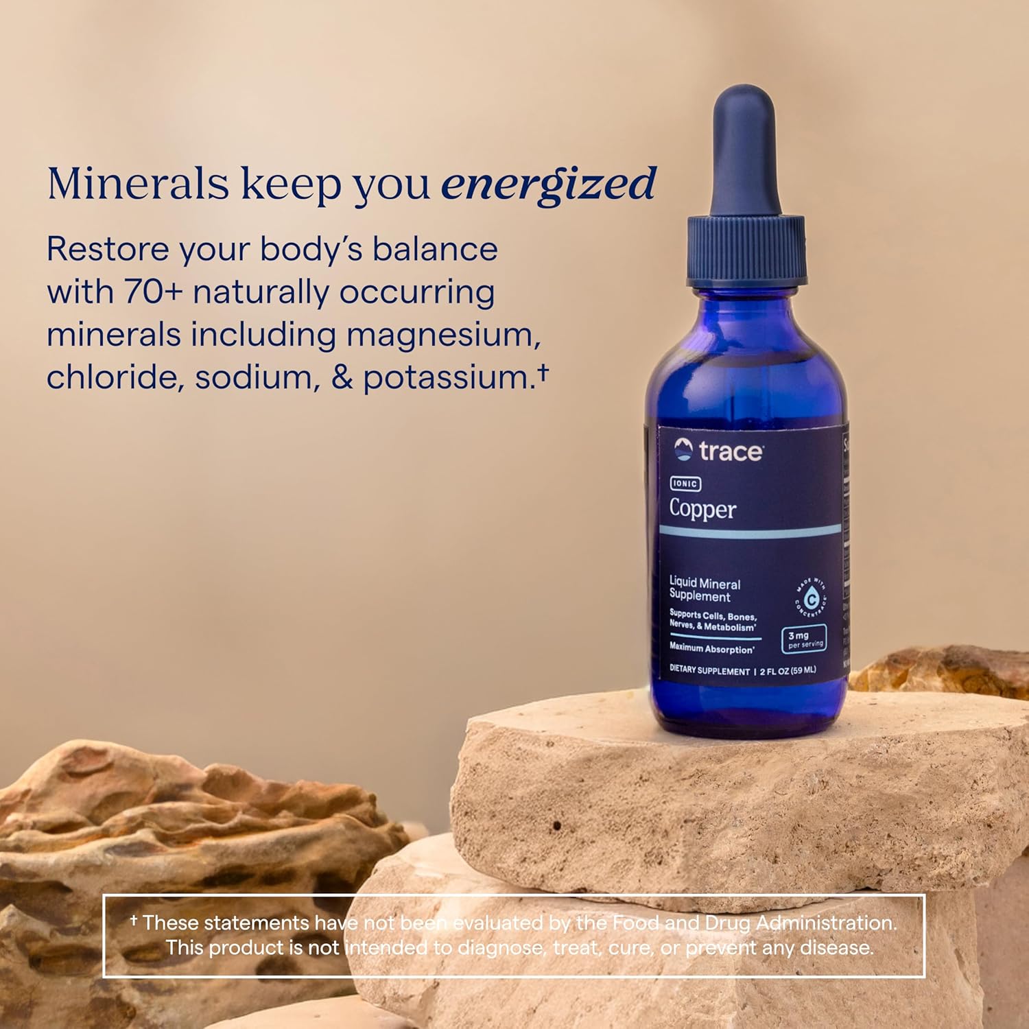 Trace Minerals Ionic Copper 3mg Liquid Drops - 59ml