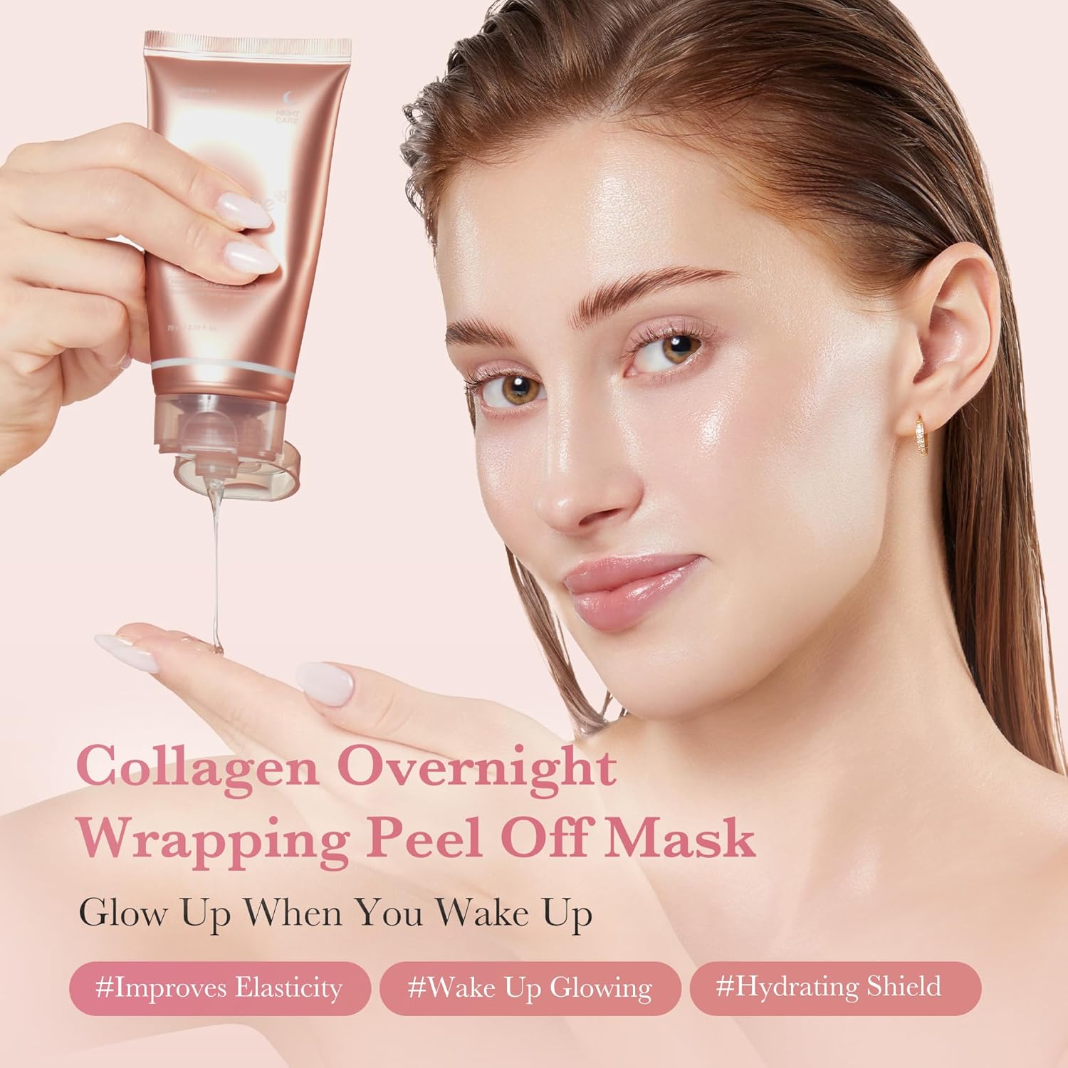 Medicube Collagen Night Wrapping Mask tube packaging overnight peel off face mask 75ml skincare routine lifestyle image
