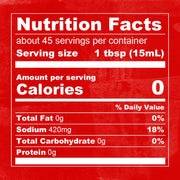 Supplement facts & ingredients image: Franks RedHot sauce ingredients label bottle 680ml