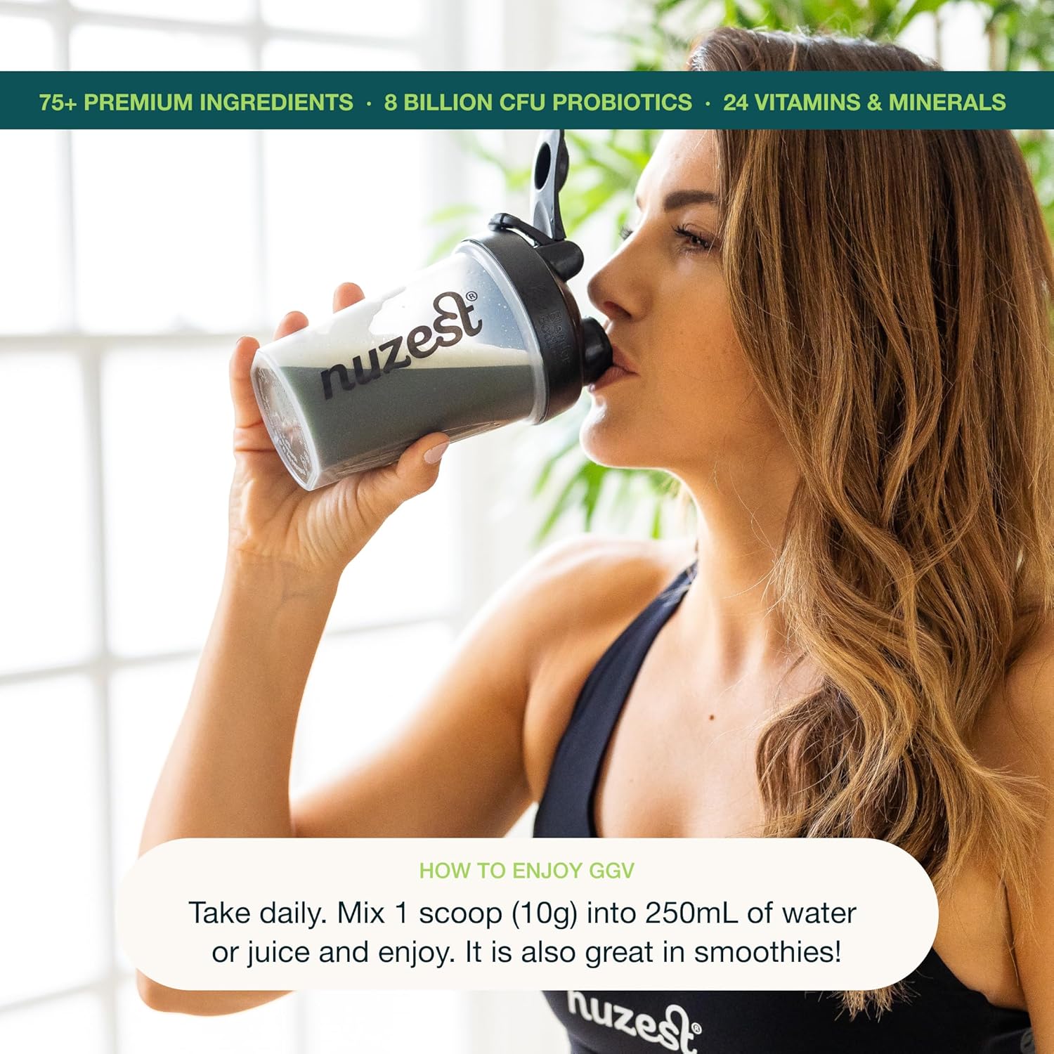How to enjoy Nuzest Good Green Vitality Greens Powder, Superfood Drink portion