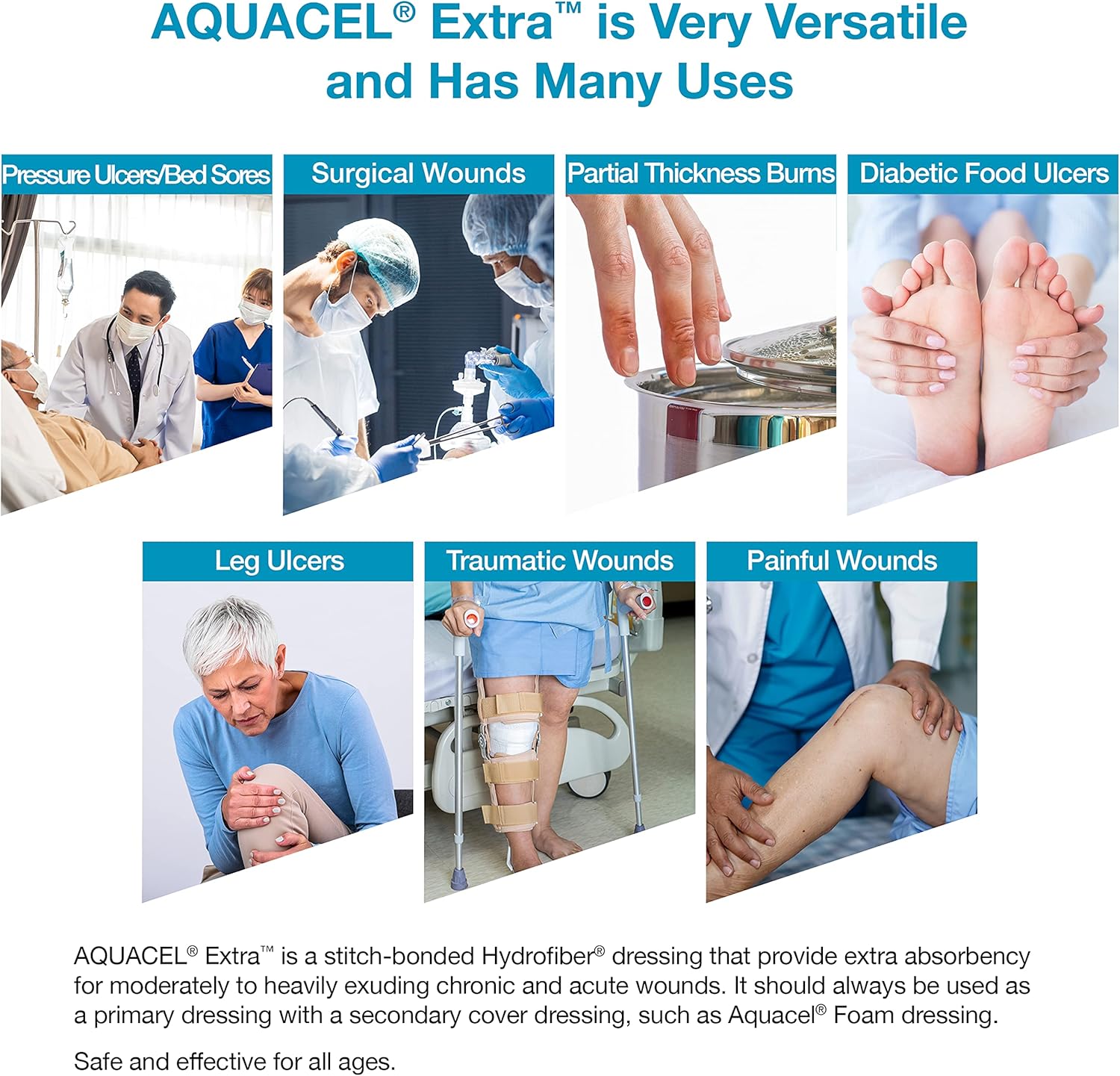 Aquacel Foam Adhesive Square Dressing Pad, 8cm x 8cm - 10 Count