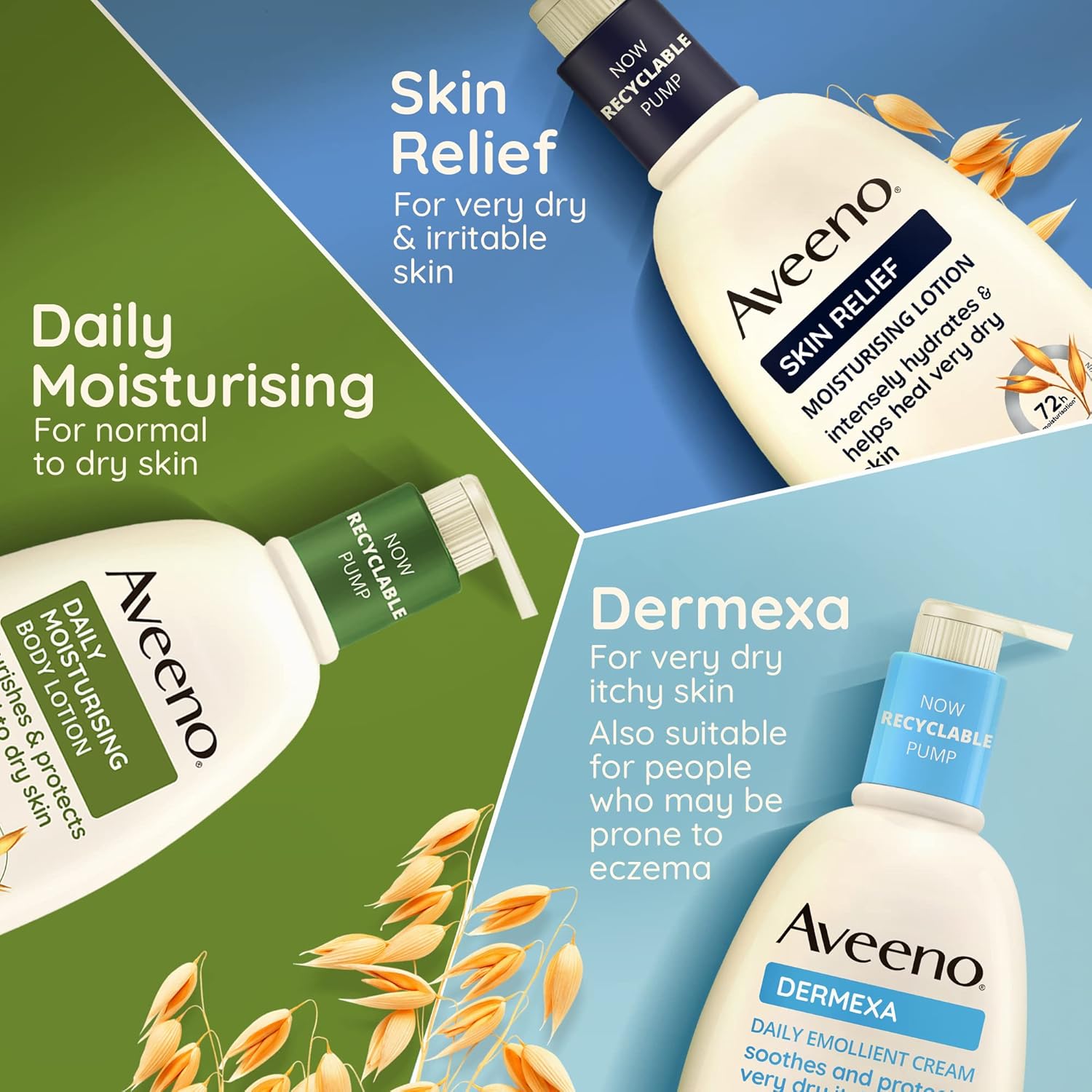 Aveeno Skin Relief Moisturising Lotion with Triple Oat & Shea variants