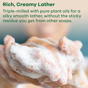 How to Use: Lathering the Australian Botanical Lemongrass & Lemon Myrtle soap bar in hand.