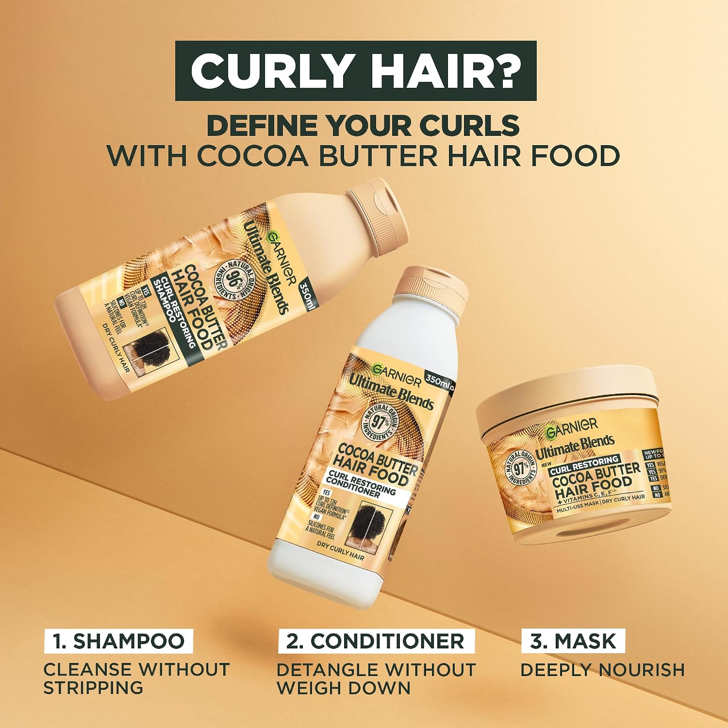Garnier Ultimate Blends Cocoa Butter Hair Food Multi-Use Mask 400ml routine