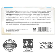 Barcode image & Directions: Carlson Key E suppositories 30 IU vitamin E barcode pack 12 count
