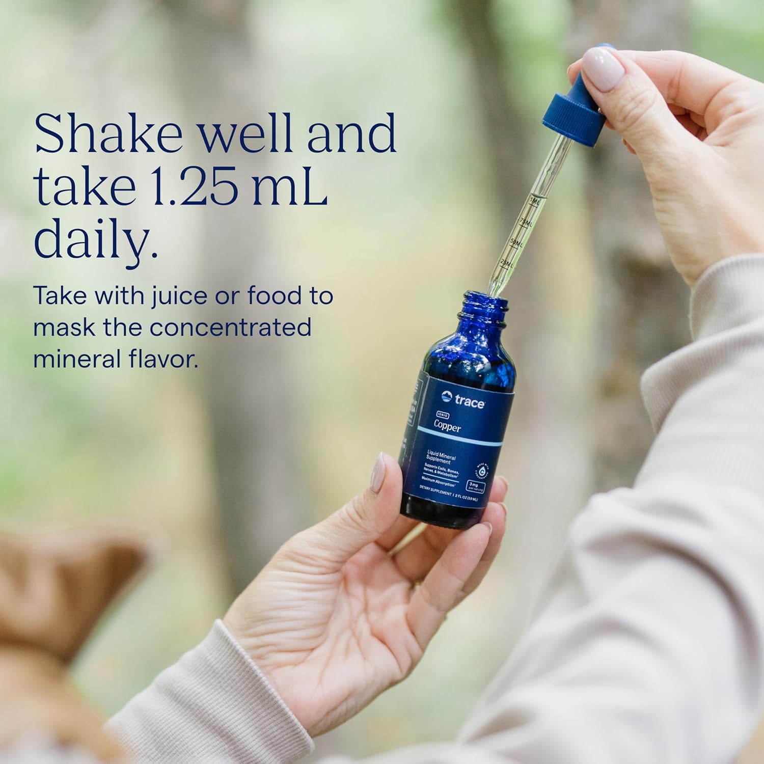 How to Use Image: Trace Minerals Ionic Copper 3mg liquid usage instructions bottle 59ml