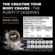 DY Nutrition Creatine Monohydrate Powder Unflavoured 300g packaging showing ingredients and supplement information