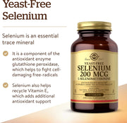 Solgar Yeast-Free Selenium 200mcg, dietary supplement tablet bottle packaging, no flavour, 250 tablets, daily supplement use