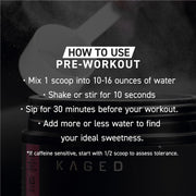 How to Use: Kaged Original supplement powder mixing instructions 564g on white background