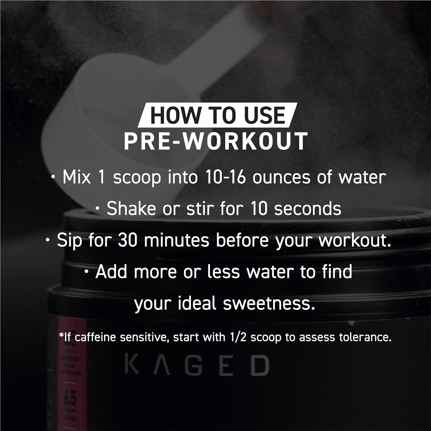 How to Use: Kaged Original supplement powder mixing instructions 554g 