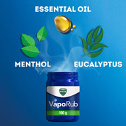 Vicks VapoRub 4 in 1 topical ointment menthol eucalyptus aroma 100g jar ingredients