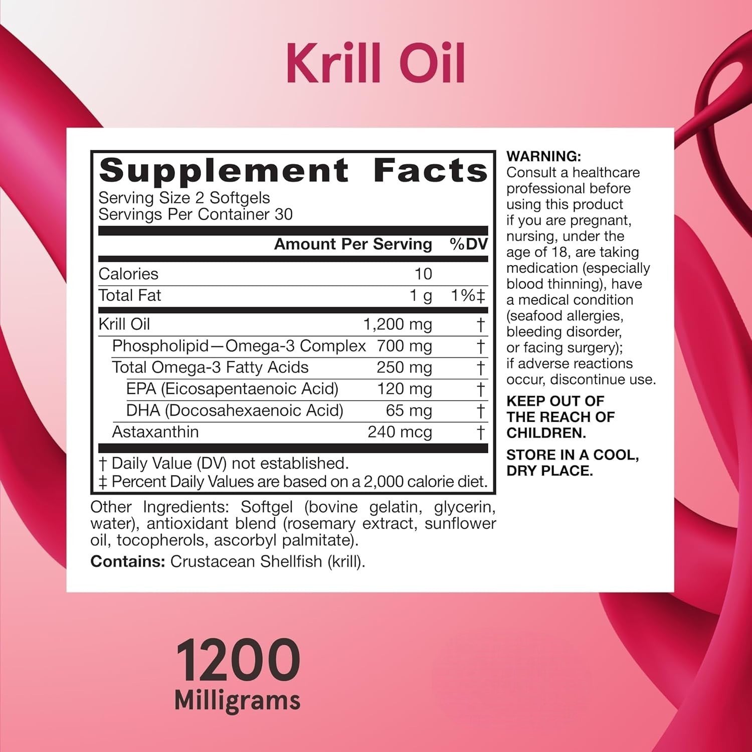 Supplement Facts Image: Jarrow Formulas krill oil omega 3 supplement facts and ingredients