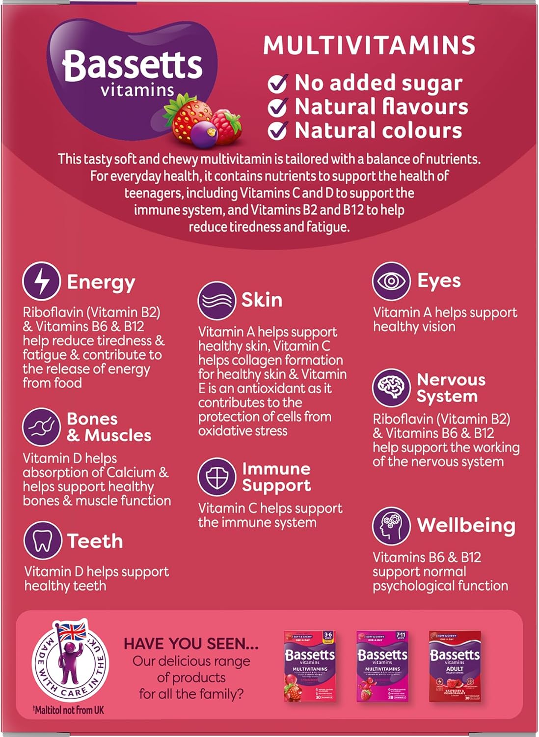 Bassetts Vitamins Multivitamins Summer Berries Gummies 30 Count vitamin and ingredient information